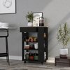 Tuhome Blosson Kitchen Cart, One Drawer, Two Open Shelves, Four Casters, Black/Light Oak OWD6767
